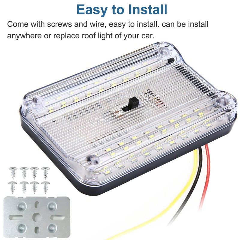 Linkhood مجموعة لينكهود 2-pack DC 12V 36 LED ضوء سقف داخلي للسيارة والشاحنة والمركبات باللون الأبيض مع مفتاح تشغيل/إيقاف للسيارات والفانات ومركبات التخييم والتاكسي - Image 5